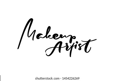 Calligraphy lettering text Make up Artist. Logo modern design vector illustration flat logo barber education