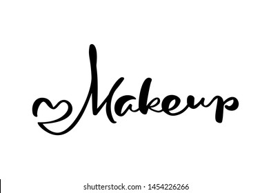 Calligraphy lettering text Make up with heart. vector Barber logo modern design for fashion school. illustration flat logo