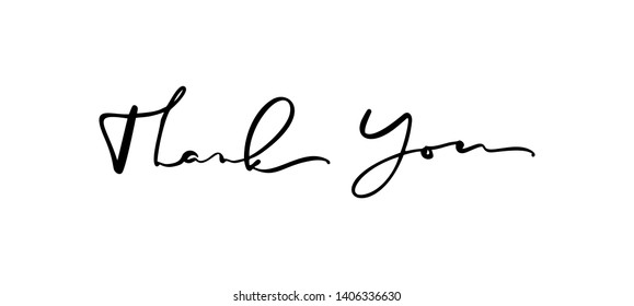 Calligraphy lettering Vector text Thank you. Isolated on white background. Hand drawn vintage illustration for wedding, greeting card, tag