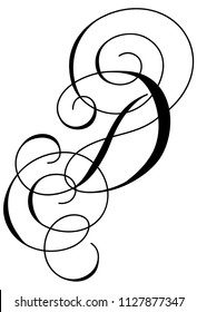 Calligraphy line art letter D