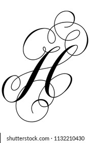 Calligraphy line art letter H