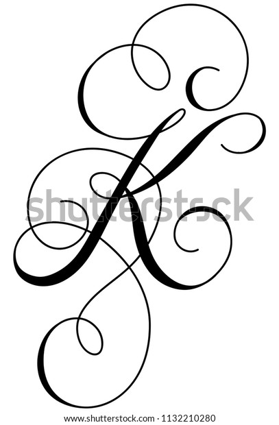 Calligraphy Line Art Letter K Stock Vector (Royalty Free) 1132210280