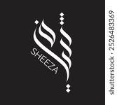 Calligraphy logo name design "SHEEZA", Arabic calligraphy logo design , islamic calligraphy, with balck and white background