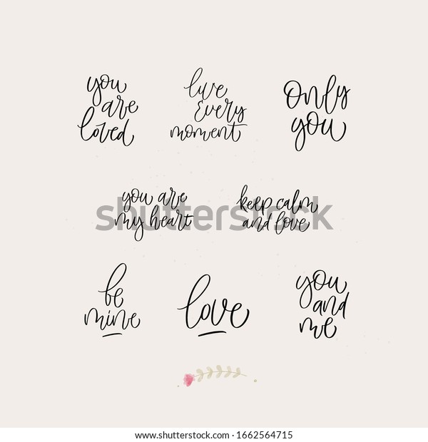 Calligraphy Love Set Phrase Hand Lettering Stock Vector Royalty Free