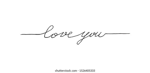 Calligraphy love you lettering vector illustration. For greeting card or designe.