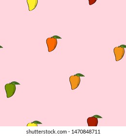 Calligraphy mango on pink background pattern for wrapping, craft, textile, fabric, branding