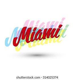 Calligraphy. Miami. Handwritten city name. Vector illustration.