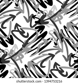Calligraphy modern abstract geometric arrow pattern. Vector arrows seamless pattern background hand draw on white backdrop