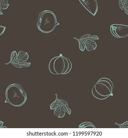 Calligraphy monochrome fig brown pattern for web, textile, branding