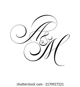 AM Calligraphy Monogram initial letters logo Design