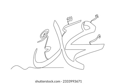 Caligrafía de Mahoma. Dibujo de una línea mawlid