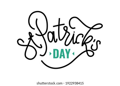 Calligraphy on St. patricks day greeting card with clover leafs