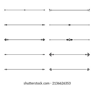 Kalligraphie-Zierlinie. Kalligraphischer Textteiler, Rahmen, Dekor mit Trennzeichen. Antikes Vintage viktorianisches elegantes Dekorationselement. Filigree Rahmen-Zierlinie. handgezeichnete Vektorgrafik