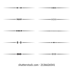 Línea de ornamento caligráfico. Divisor de texto caligráfico, borde, diseño de decoración separadora. El victoriano antiguo es un elemento decorativo elegante. Línea de ornamento de marco filigrí. Ilustración vectorial dibujada por mano