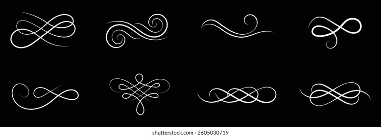 Calligraphy ornate frame elements. Vintage and filigree decoration. Ornate frames, scroll swirls element. divider vintage invitation. filigree scroll element .EPS 10 .
