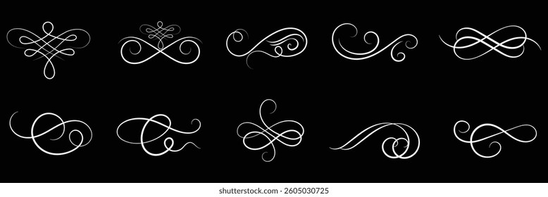 Calligraphy ornate frame elements. Vintage and filigree decoration. Ornate frames, scroll swirls element. divider vintage invitation. filigree scroll element .EPS 10 .