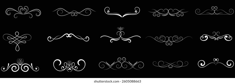 Calligraphy ornate frame elements. Vintage and filigree decoration. Ornate frames, scroll swirls element. divider vintage invitation. filigree scroll element .EPS 10 . 
