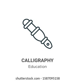 Calligraphy outline vector icon. Thin line black calligraphy icon, flat vector simple element illustration from editable education concept isolated on white background