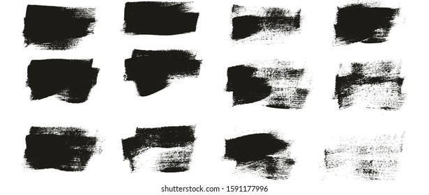 Calligraphy Paint Wide Brush Background Short High Detail Abstract Vector Background Set