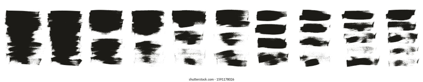 Calligraphy Paint Wide Brush Background Short High Detail Abstract Vector Background Mega Set