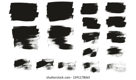 Calligraphy Paint Wide Brush Background Short High Detail Abstract Vector Background Set