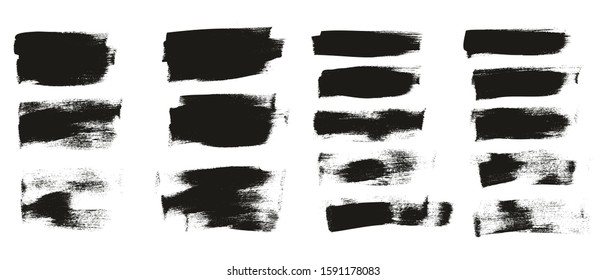 Calligraphy Paint Wide Brush Background Short High Detail Abstract Vector Background Set