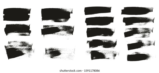 Calligraphy Paint Wide Brush Background Short High Detail Abstract Vector Background Set
