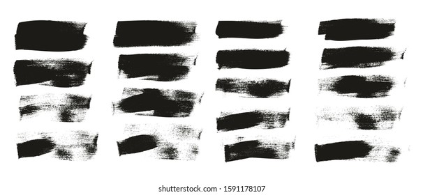 Calligraphy Paint Wide Brush Background Short High Detail Abstract Vector Background Set