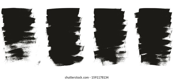 Calligraphy Paint Wide Brush Background Short High Detail Abstract Vector Background Set