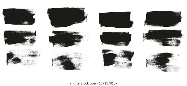 Calligraphy Paint Wide Brush Background Short High Detail Abstract Vector Background Set