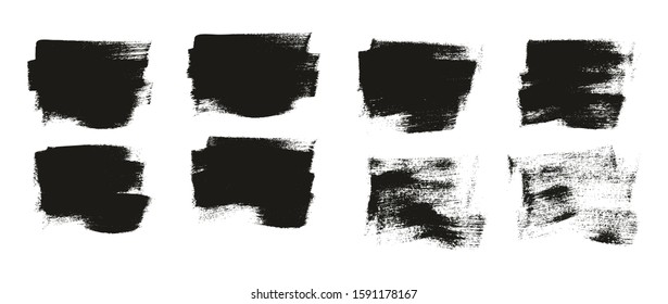 Calligraphy Paint Wide Brush Background Short High Detail Abstract Vector Background Set