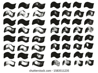 Calligraphy Paint Wide Brush Curved Lines High Detail Abstract Vector Background Set 2129