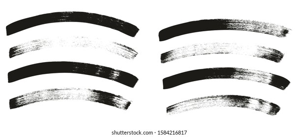 Calligraphy Paint Wide Brush Curved Lines High Detail Abstract Vector Background Set 3536