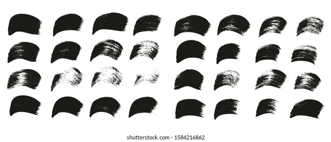 Calligraphy Paint Wide Brush Curved Lines High Detail Abstract Vector Background Set 26
