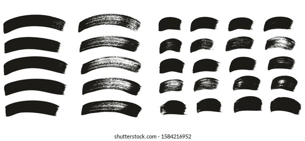 Calligraphy Paint Wide Brush Curved Lines High Detail Abstract Vector Background Set 4864
