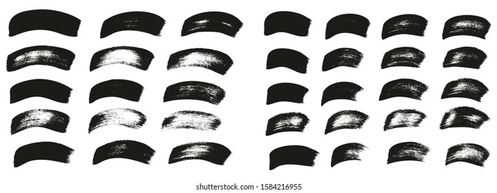 Calligraphy Paint Wide Brush Curved Lines High Detail Abstract Vector Background Set 5361