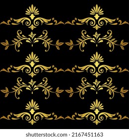 Calligraphy pattern in gold color. Vector design for wallpaper, cover, interior, ornament