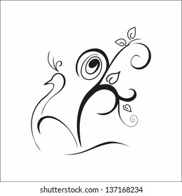 Calligraphy peacock