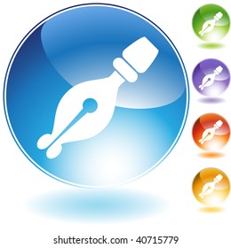 Calligraphy pen crystal icon isolated on a white background.