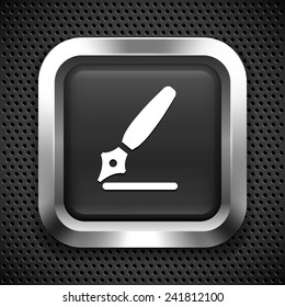 Calligraphy Pen on Black Square Button