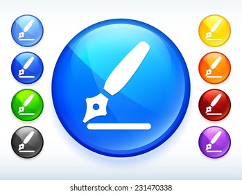 Calligraphy Pen on Multi Color Round Button