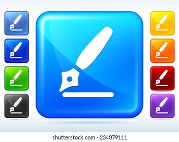 Calligraphy Pen on Multi Color Square Button