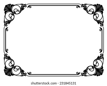 Calligraphy Penmanship Curly Baroque Frame Black Stock Vector (Royalty ...