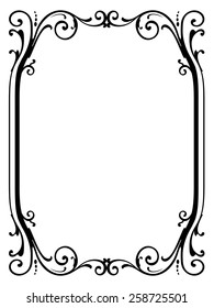 calligraphy penmanship curly baroque frame black