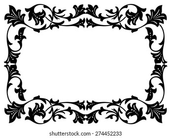 calligraphy penmanship curly baroque frame black