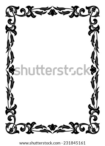calligraphy penmanship curly baroque frame black