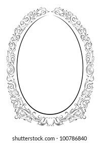 calligraphy penmanship oval baroque frame black