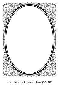 Calligraphy Penmanship Oval Baroque Frame Black