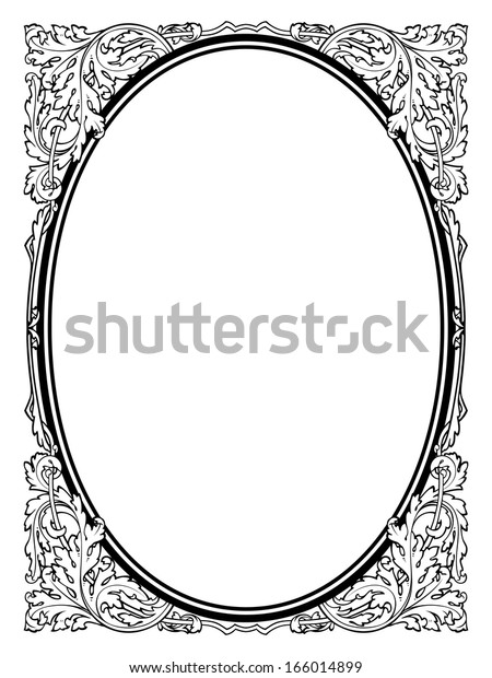 Calligraphy Penmanship Oval Baroque Frame Black Stock Vector (Royalty ...