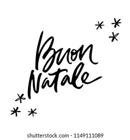 Calligraphy phrase Buon Natale - Have a Merry Christmas in Italian. Hand drawn modern lettering.